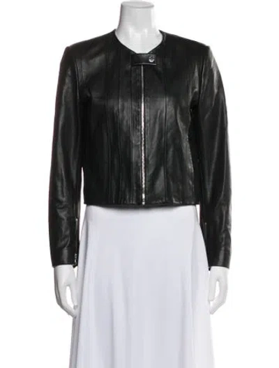 Pre-owned Sandro Leather Biker Jacket In Black