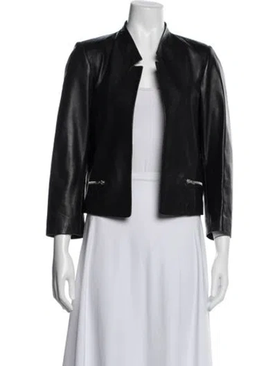 Pre-owned Sandro Leather Biker Jacket In Black