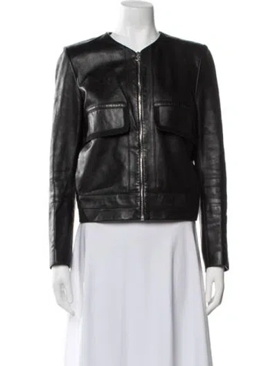 Pre-owned Sandro Leather Biker Jacket In Black