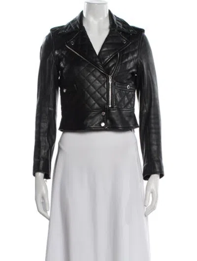 Pre-owned Sandro Leather Biker Jacket In Black