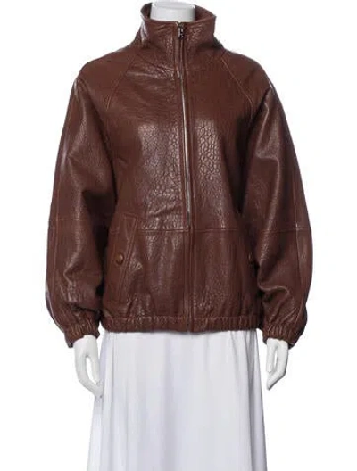 Pre-owned Sandro Leather Biker Jacket In Brown