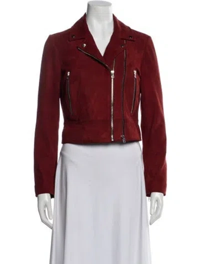 Pre-owned Sandro Leather Biker Jacket In Red