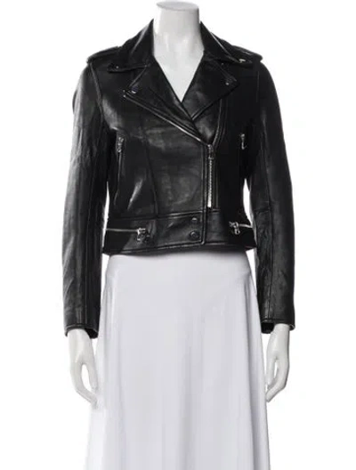 Pre-owned Sandro Leather Biker Jacket W/ Tags In Black