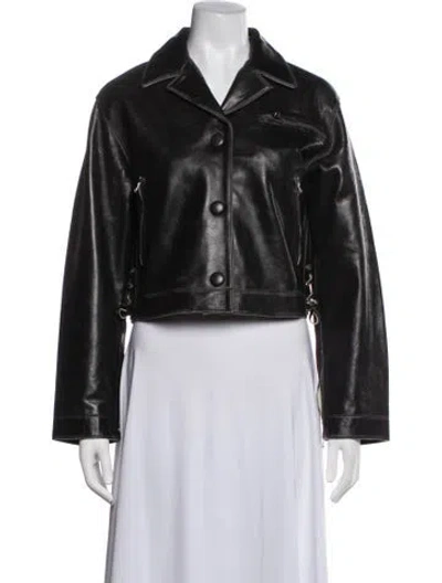 Pre-owned Sandro Leather Biker Jacket W/ Tags In Black