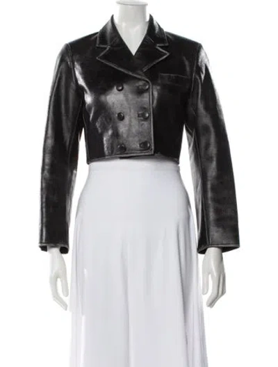 Pre-owned Sandro Leather Blazer In Black