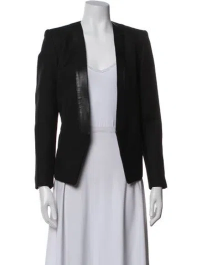 Pre-owned Sandro Leather Blazer In Black