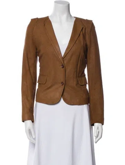 Pre-owned Sandro Leather Blazer In Brown
