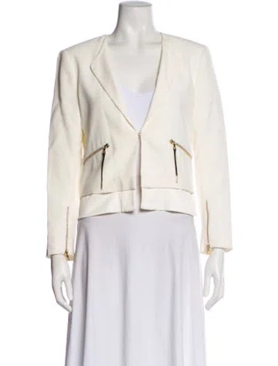 Pre-owned Sandro Leather Blazer In White