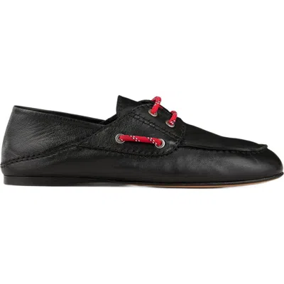 Sandro Leather Boat Shoes In Noir / Gris