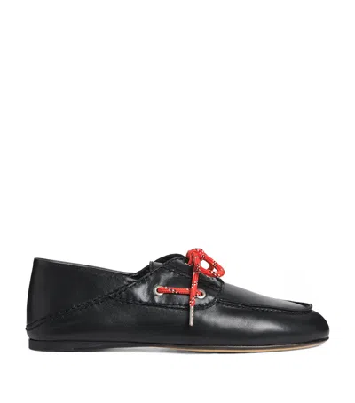 Sandro Leather Boat Shoe Mules In Black