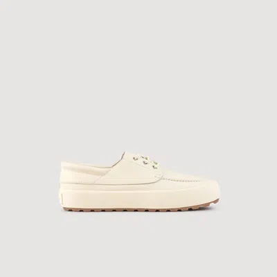 Sandro Leather Boat Shoes In Burgundy