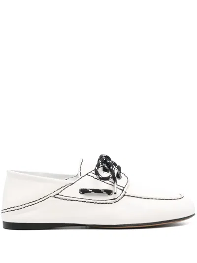 Sandro Leather Boat Shoes In White