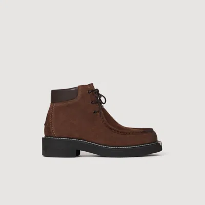 Sandro Leather Boots In Brown