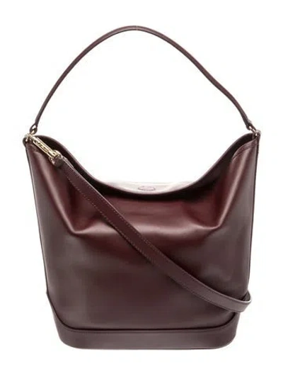 Pre-owned Sandro Leather Bucket Bag In Burgundy