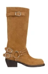 Sandro Leather Buckle Boots In Multi