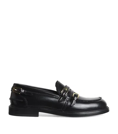 SANDRO LEATHER BUCKLE-DETAIL LOAFERS