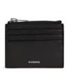 Sandro Leather Card Holder In Black