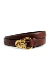 Sandro Leather Chain Buckle Belt In Brown