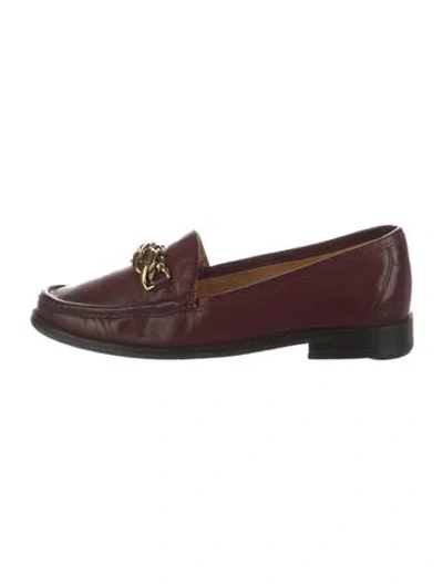 Pre-owned Sandro Leather Chain-link Accents Loafers In Burgundy