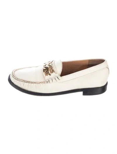 Pre-owned Sandro Leather Chain-link Accents Loafers In White