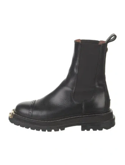 Pre-owned Sandro Leather Chelsea Boots In Black