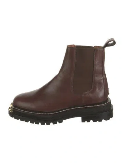 Pre-owned Sandro Leather Chelsea Boots In Burgundy