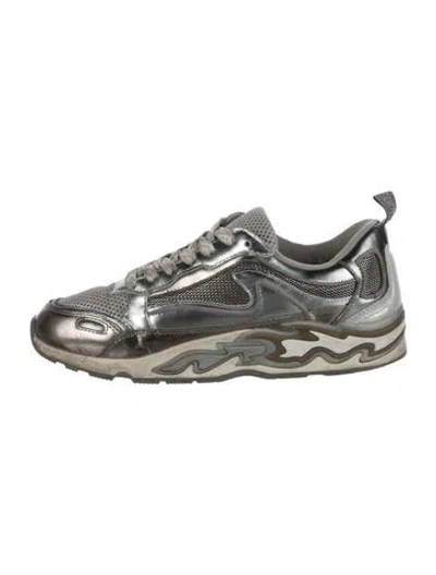 Pre-owned Sandro Leather Chunky Sneakers In Silver