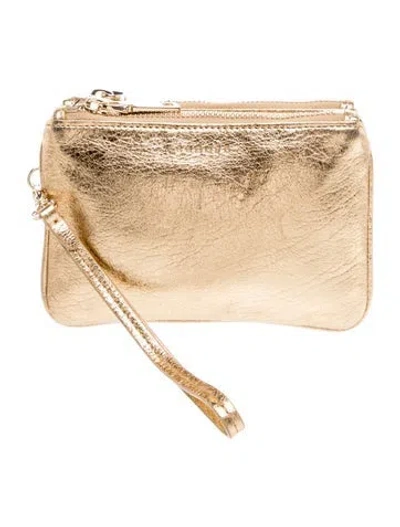Pre-owned Sandro Leather Clutch In Gold