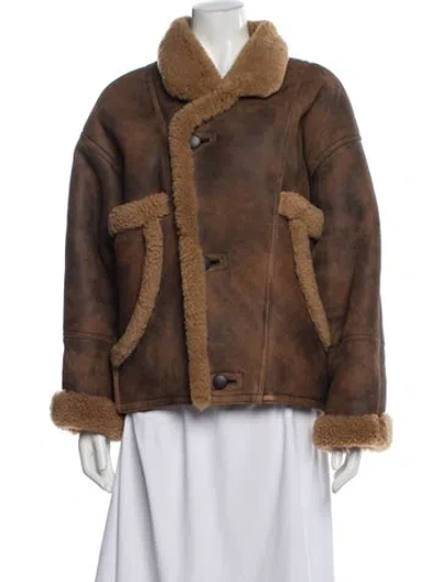 Pre-owned Sandro Leather Coat In Brown