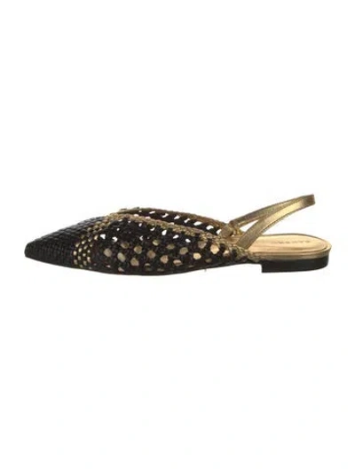Pre-owned Sandro Leather Colorblock Pattern Slingback Flats In Black
