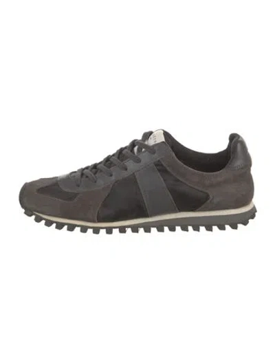 Pre-owned Sandro Leather Colorblock Pattern Sneakers In Gray