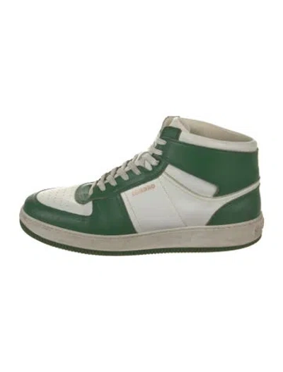 Pre-owned Sandro Leather Colorblock Pattern Sneakers In Green