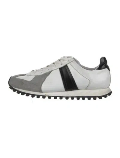 Pre-owned Sandro Leather Colorblock Pattern Sneakers In White