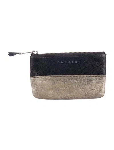 Pre-owned Sandro Leather Colorblock Pattern Wallet In Multi
