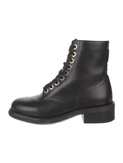 Pre-owned Sandro Leather Combat Boots In Black