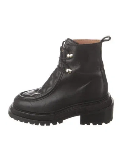 Pre-owned Sandro Leather Combat Boots In Black