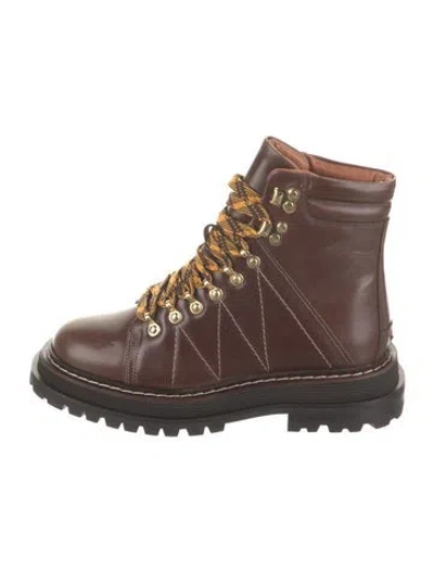 Pre-owned Sandro Leather Combat Boots In Brown