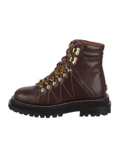 Pre-owned Sandro Leather Combat Boots In Brown