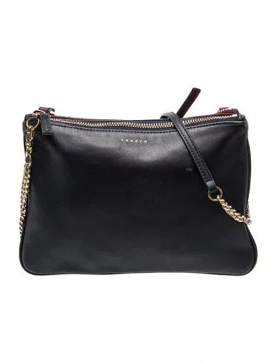 Pre-owned Sandro Leather Crossbody Bag In Black