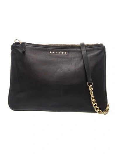 Pre-owned Sandro Leather Crossbody Bag In Black