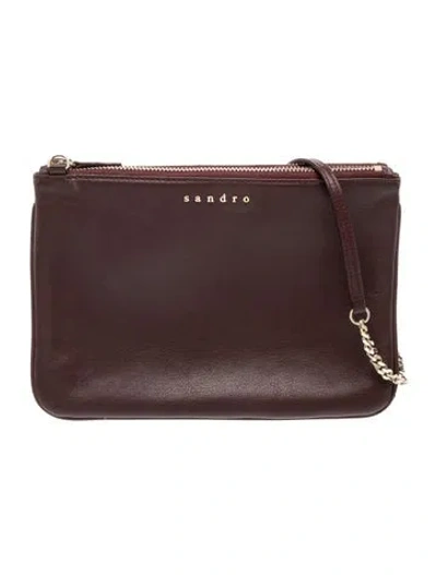 Pre-owned Sandro Leather Crossbody Bag In Burgundy