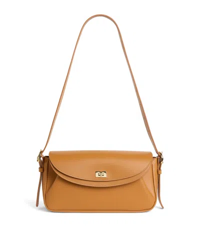 Sandro Leather Crossbody Bag In Sand