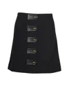 Sandro Leather Detail Mini Skirt In Black Polyester In Black