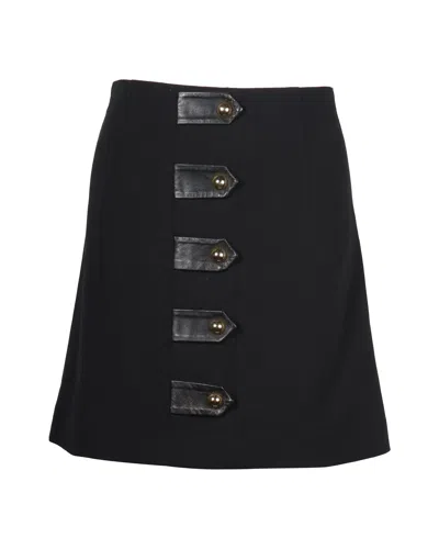 Sandro Leather Detail Mini Skirt In Black Polyester