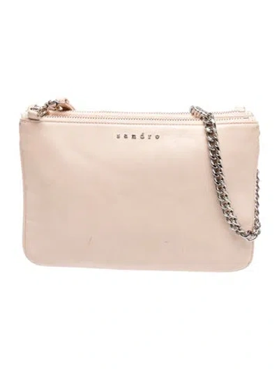 Pre-owned Sandro Leather Evening Bag In Neutral