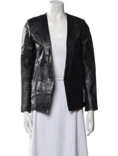 Pre-owned Sandro Leather Evening Jacket In Black