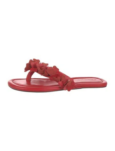 Pre-owned Sandro Leather Floral Print Flip Flops In Red