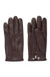 Sandro Mens Bruns Elasticated-cuff Smooth-leather Gloves In Black Brown