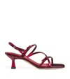 Sandro Square-toe Patent-leather Sandals In Red