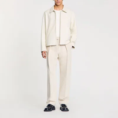 Sandro Leather Jacket In Aluminum